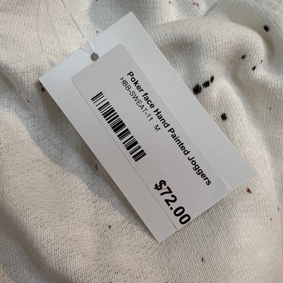 NWT T-Party Hand Painted Poker Jogger Pants - White M - Picture 14 of 15